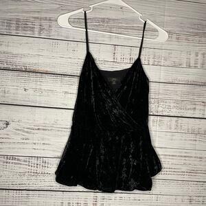 J.Crew Velvet Peplum Tank Top Black Small Witchy Fairy Whimsical Career Holiday